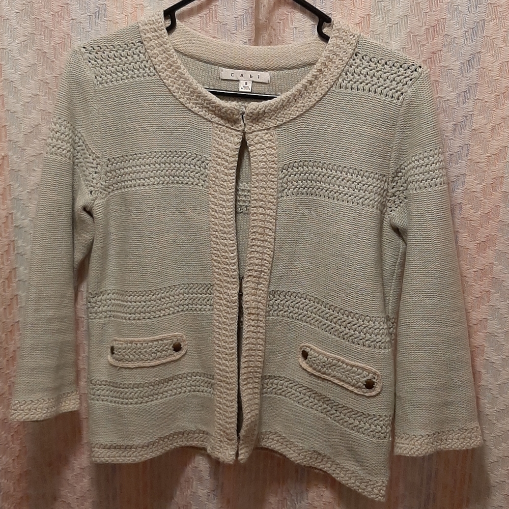 Mint Green Cabi Women's Society Preppy Easter Spring Cardigan 3/4 Lenght Sleeves